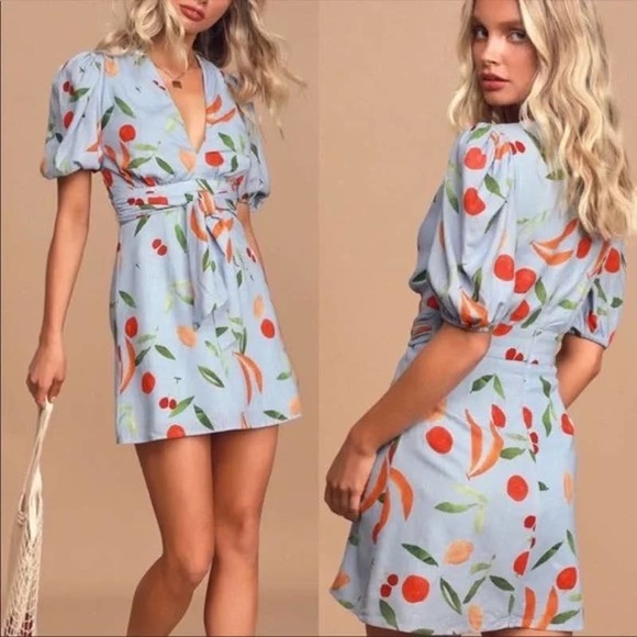 Floral Print Puff Sleeve Dress - Picture 2 of 11